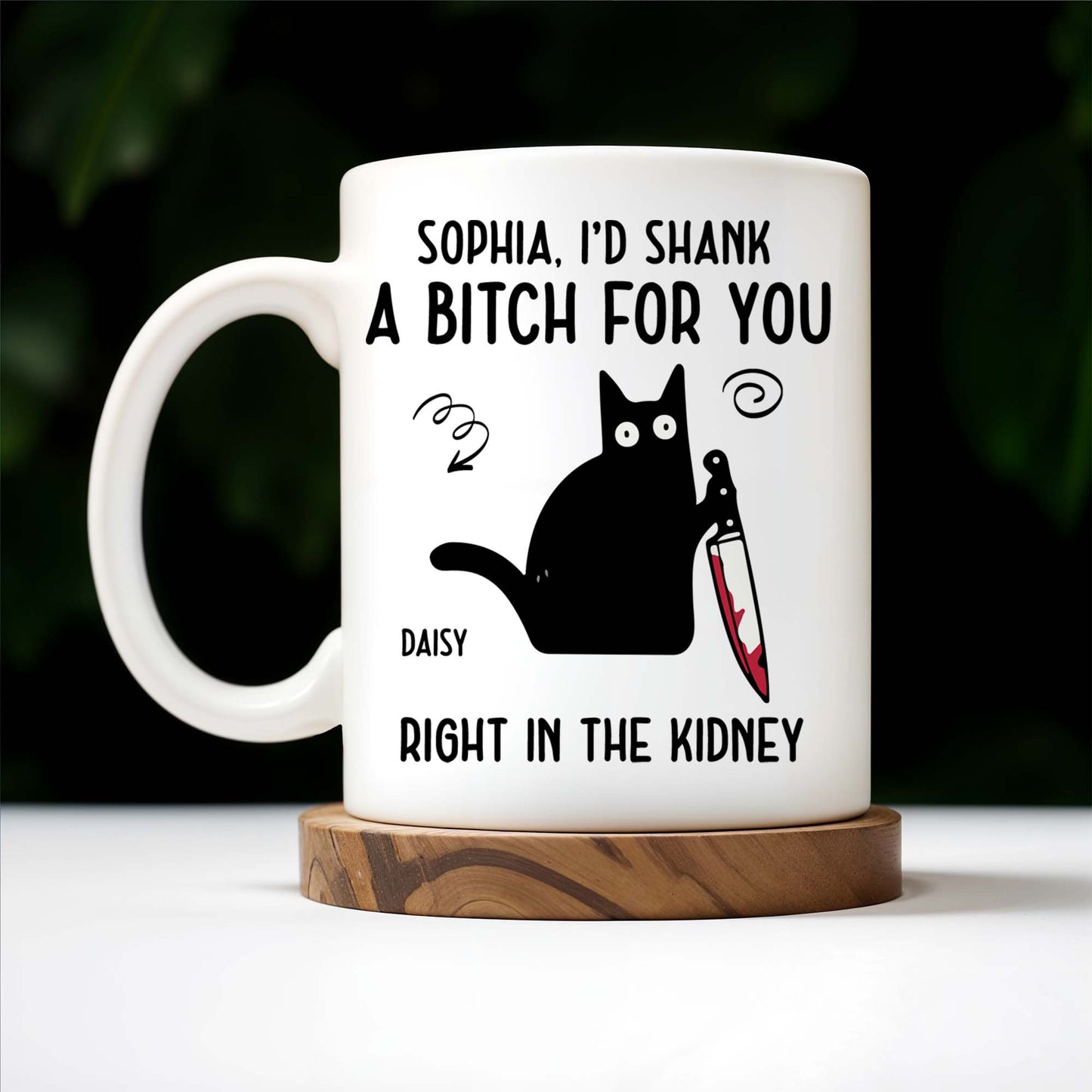 I'd Do Anything For You Featuring Black Cat With Knife - Personalized Custom Coffee Mug - PET081_MG