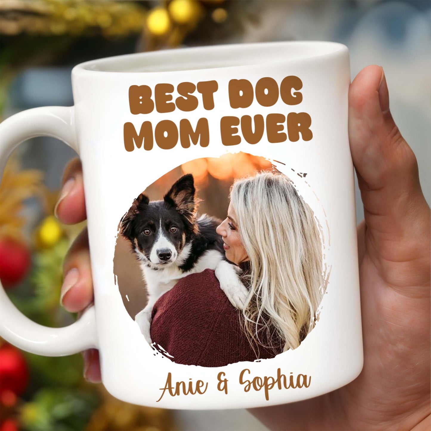 Best Dog Mom Ever With Heart Frame - Personalized Custom Coffee Mug - PET083_MG