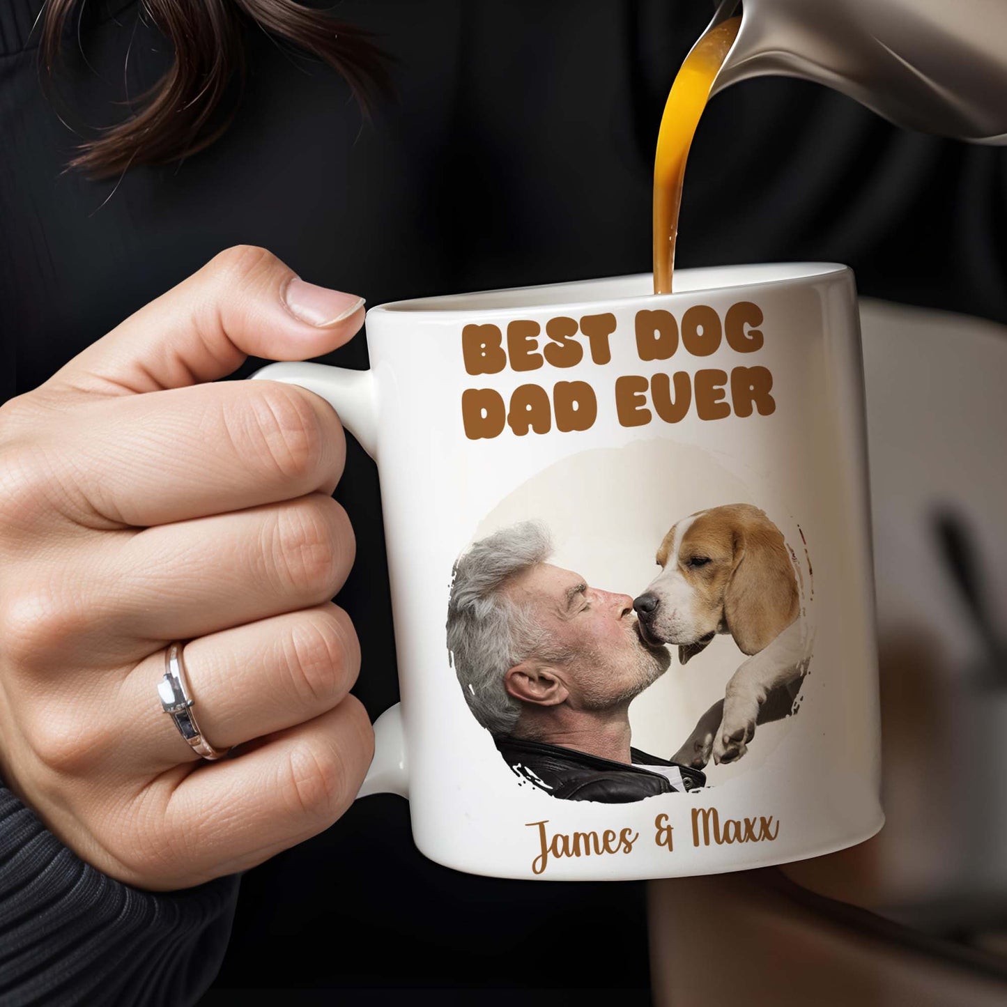 Best Dog Dad Ever Man And Dog Bond - Personalized Custom Coffee Mug - PET084_MG