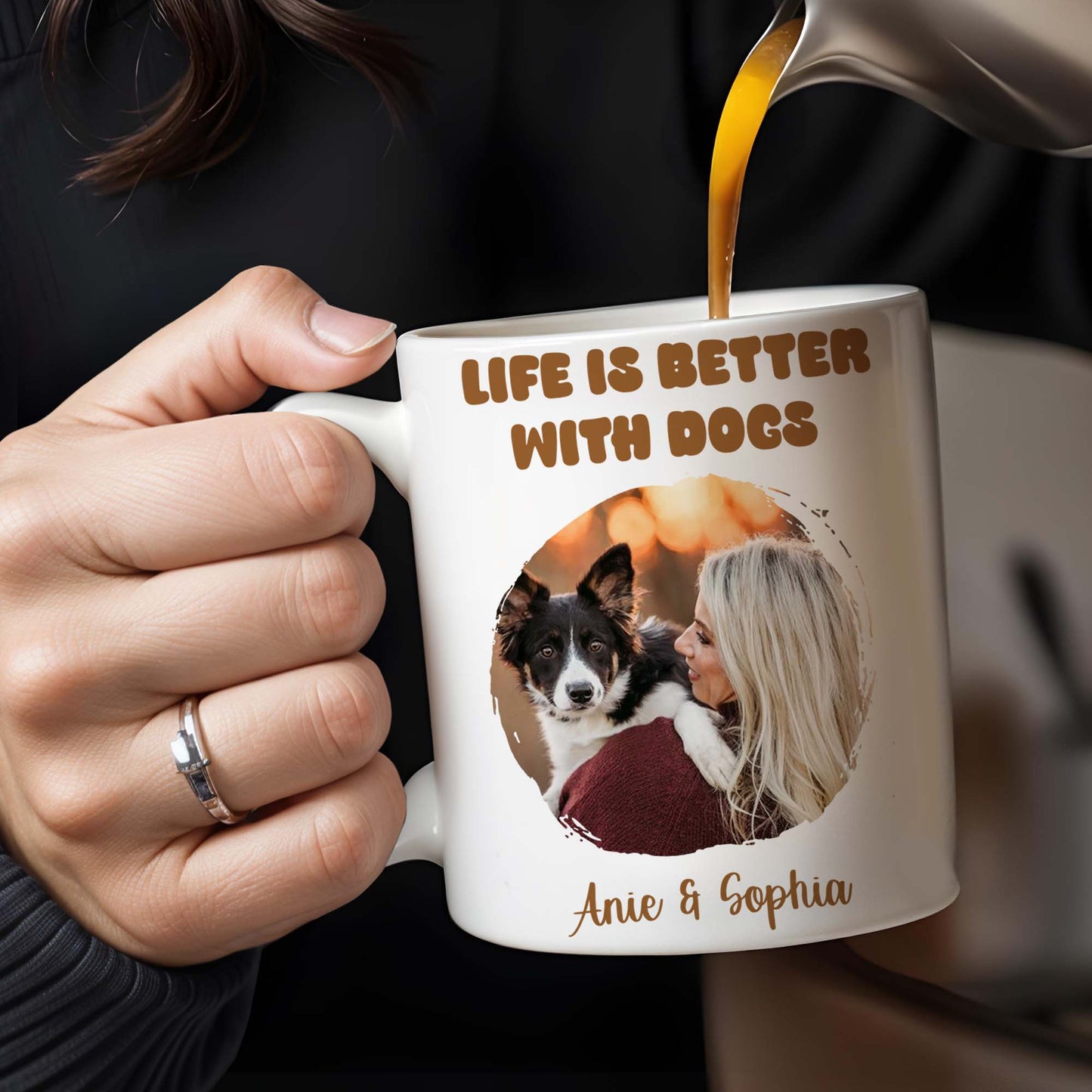 Life Is Better With Dogs Mug Featuring Woman And Her Pet - Personalized Custom Coffee Mug - PET087_MG