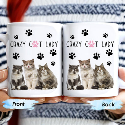 Crazy Cat Lady With Adorable Cats And Paw Prints - Personalized Custom Coffee Mug - PET092_MG