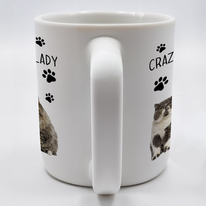Crazy Cat Lady With Adorable Cats And Paw Prints - Personalized Custom Coffee Mug - PET092_MG