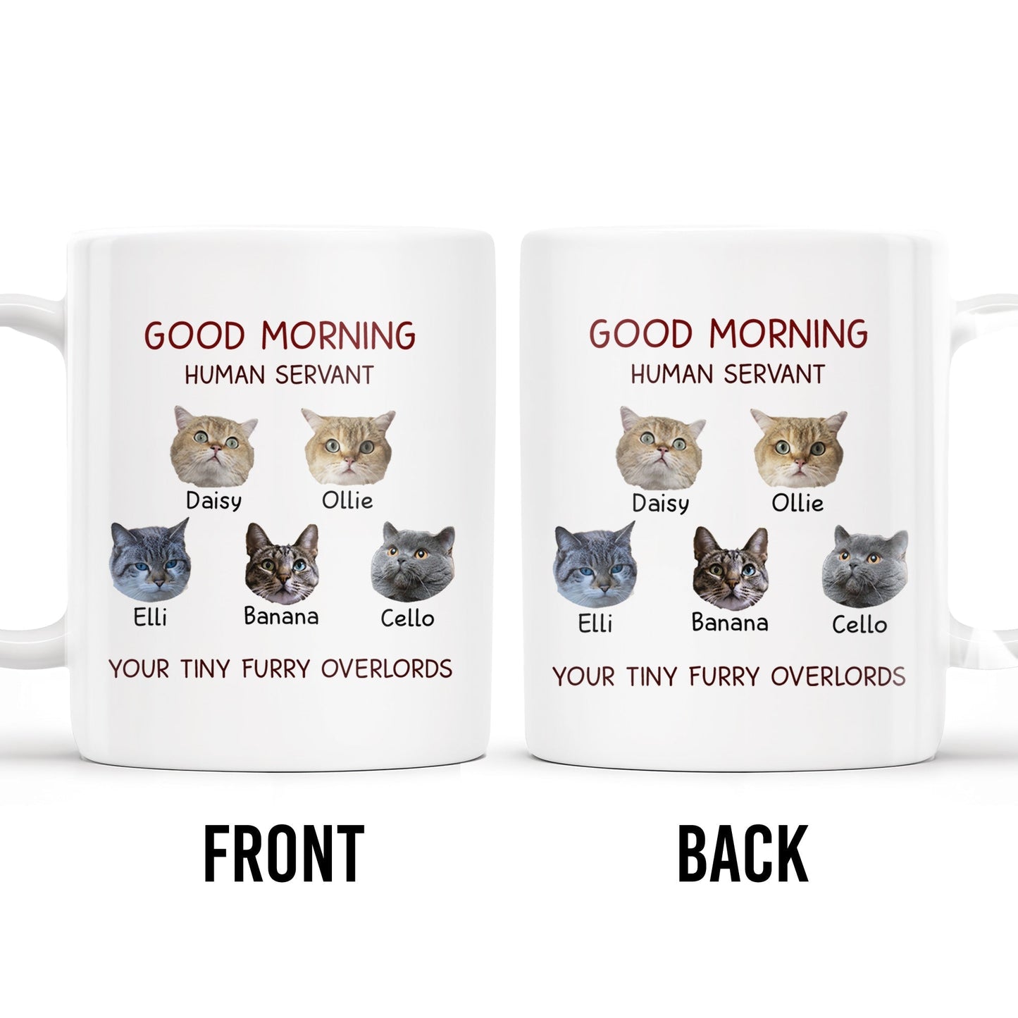 Good Morning Human Servant Your Tiny Furry Overlords Mug - Personalized Custom Coffee Mug - PET094_MG