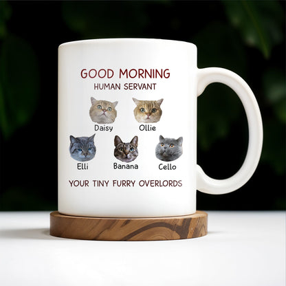 Good Morning Human Servant Your Tiny Furry Overlords Mug - Personalized Custom Coffee Mug - PET094_MG