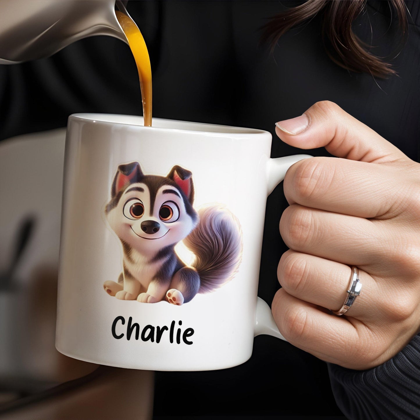Dear Dad Thanks For Picking Up My Poop, Dog And Paw Prints - Personalized Custom Coffee Mug - PET095_MG