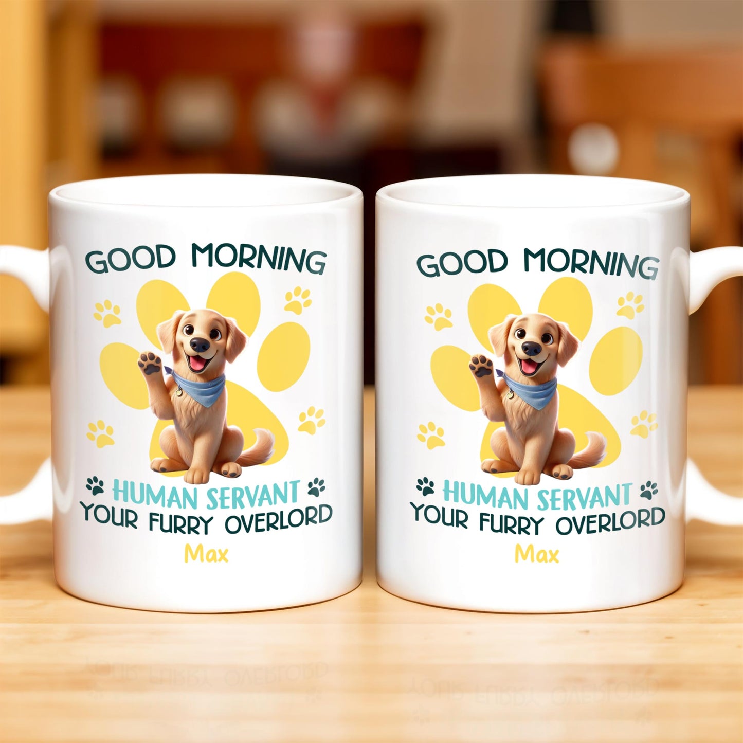 Good Morning Your Furry Overlord Dog Paw Prints Mug - Personalized Custom Coffee Mug - PET102_MG