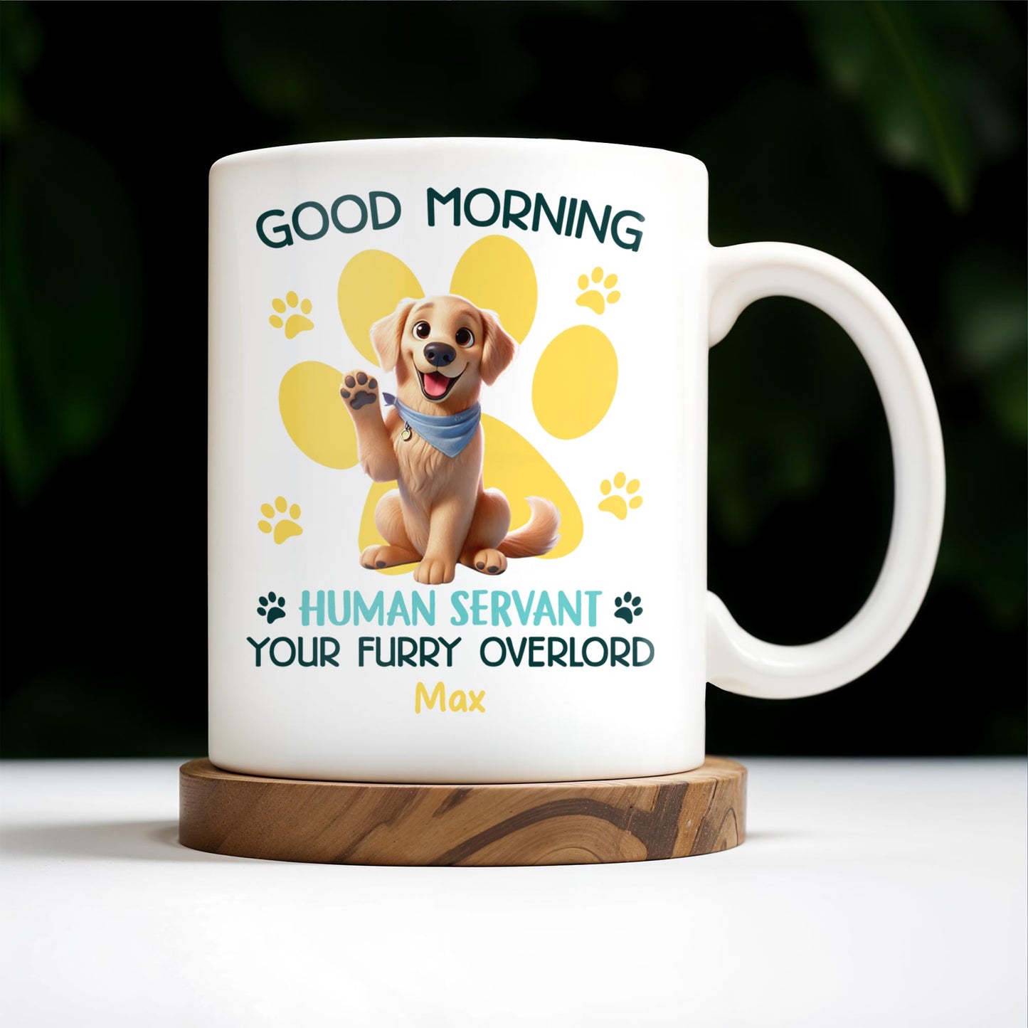 Good Morning Your Furry Overlord Dog Paw Prints Mug - Personalized Custom Coffee Mug - PET102_MG