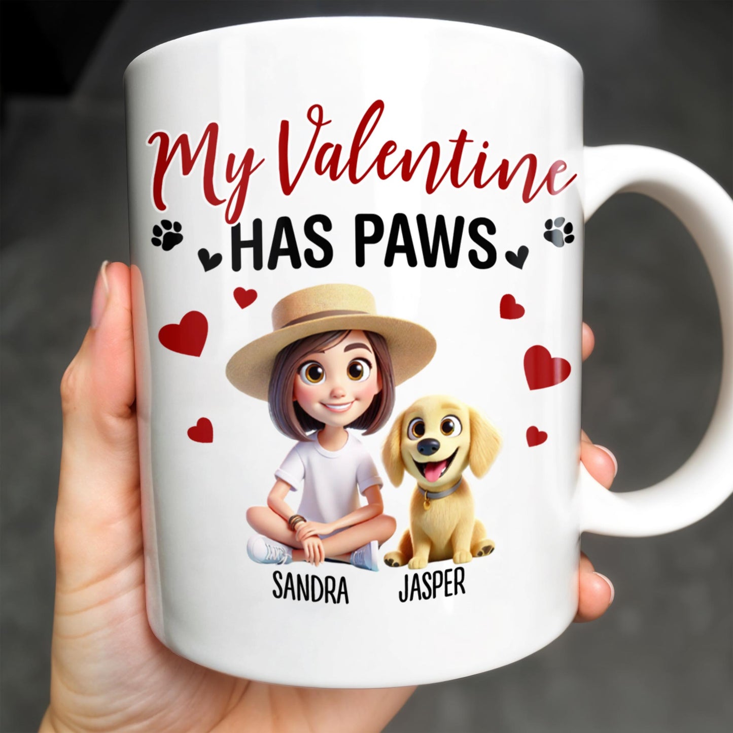 My Valentine Has Paws - Personalized Custom Coffee Mug - PET105_MG