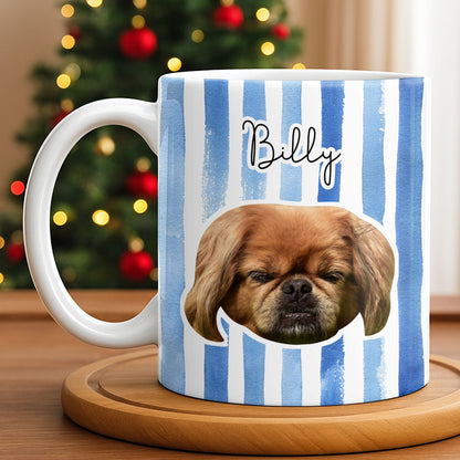 Personalized Pet Name and Photo Stripe Design - Personalized Custom Coffee Mug - PET159_MG