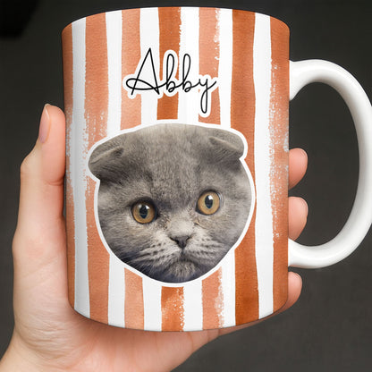Personalized Pet Name and Photo Stripe Design - Personalized Custom Coffee Mug - PET159_MG
