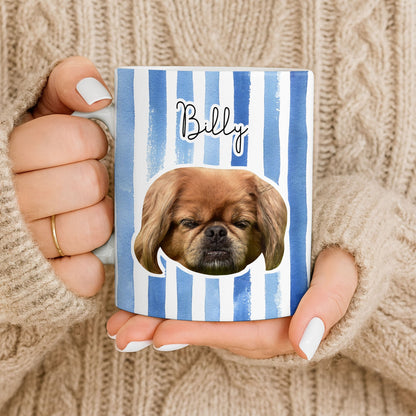 Personalized Pet Name and Photo Stripe Design - Personalized Custom Coffee Mug - PET159_MG