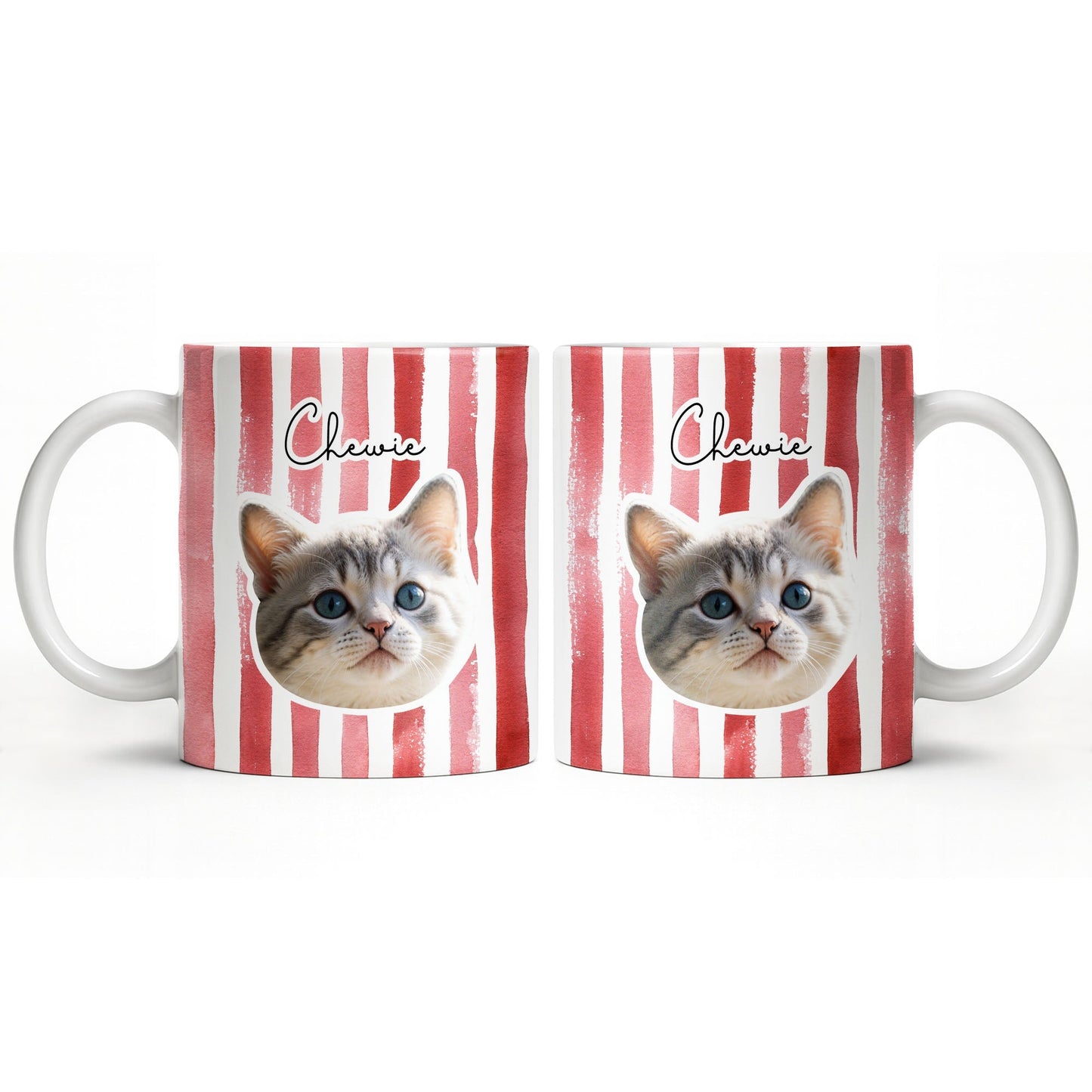 Personalized Pet Name and Photo Stripe Design - Personalized Custom Coffee Mug - PET159_MG