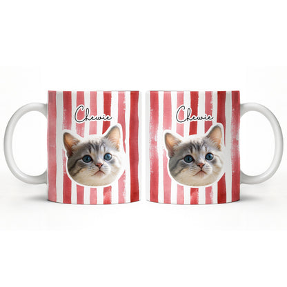 Personalized Pet Name and Photo Stripe Design - Personalized Custom Coffee Mug - PET159_MG