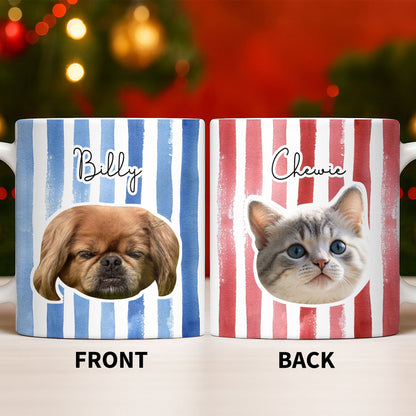 Personalized Pet Name and Photo Stripe Design - Personalized Custom Coffee Mug - PET159_MG