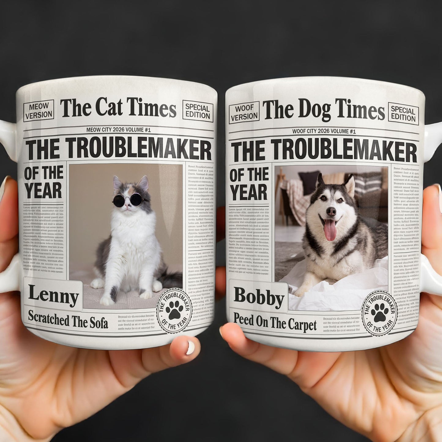 The Troublemaker Of The Year Dog Coffee Mug - Personalized Custom Coffee Mug - PET160_MG