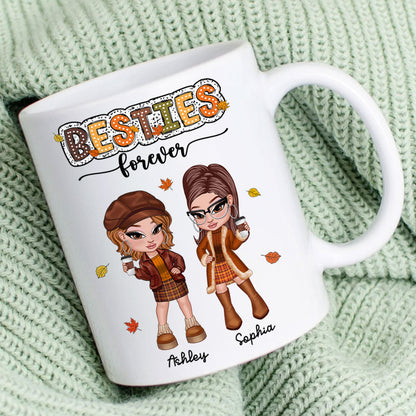 Y2K Fall Season Best Friends Sisters Colorful Pattern Personalized Mug, Gift For Besties