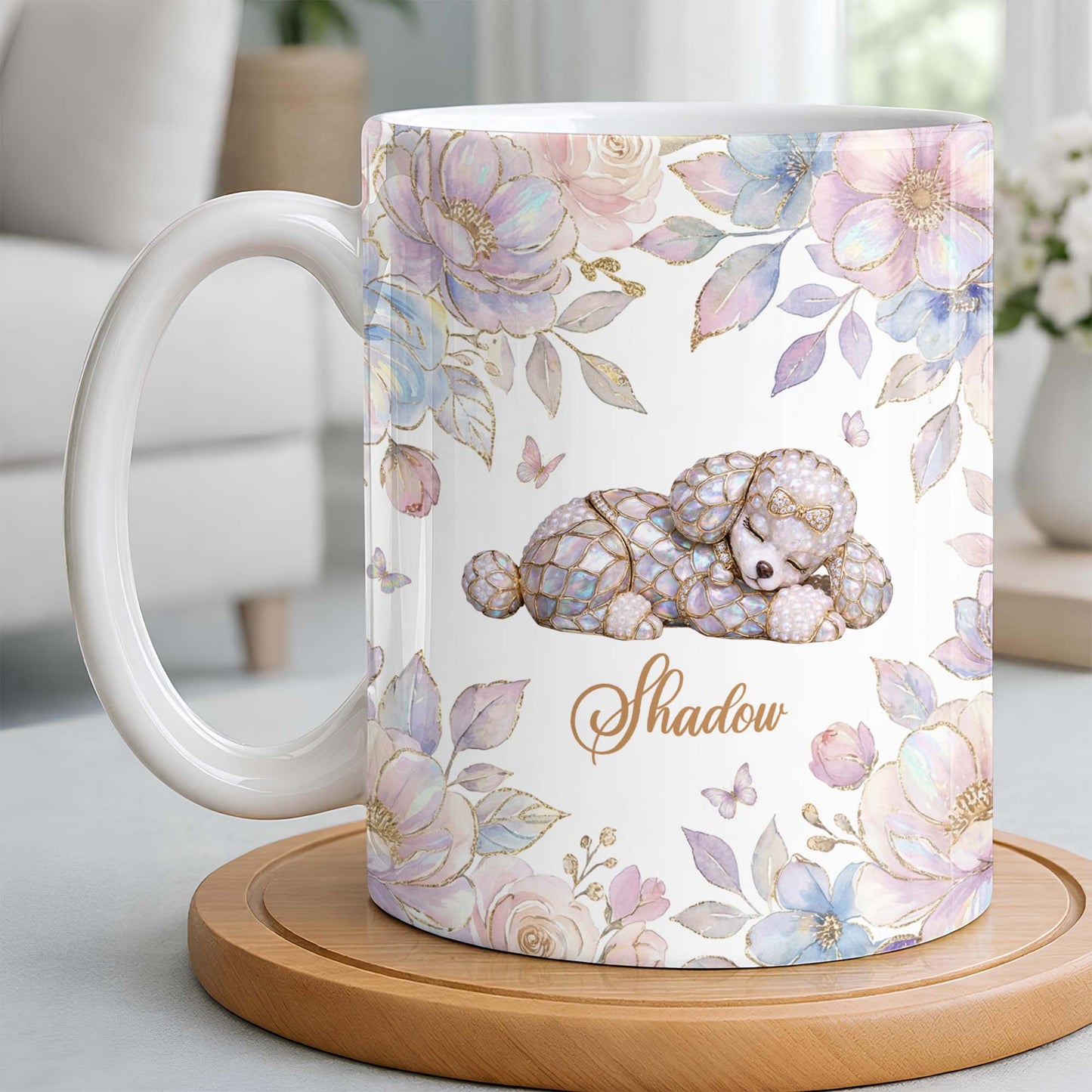 Surround Yourself With Love And Joy Featuring Dog And Flowers - Personalized Custom Coffee Mug - PME156_MG