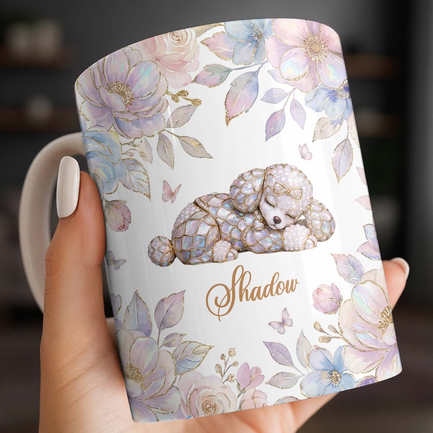 Surround Yourself With Love And Joy Featuring Dog And Flowers - Personalized Custom Coffee Mug - PME156_MG