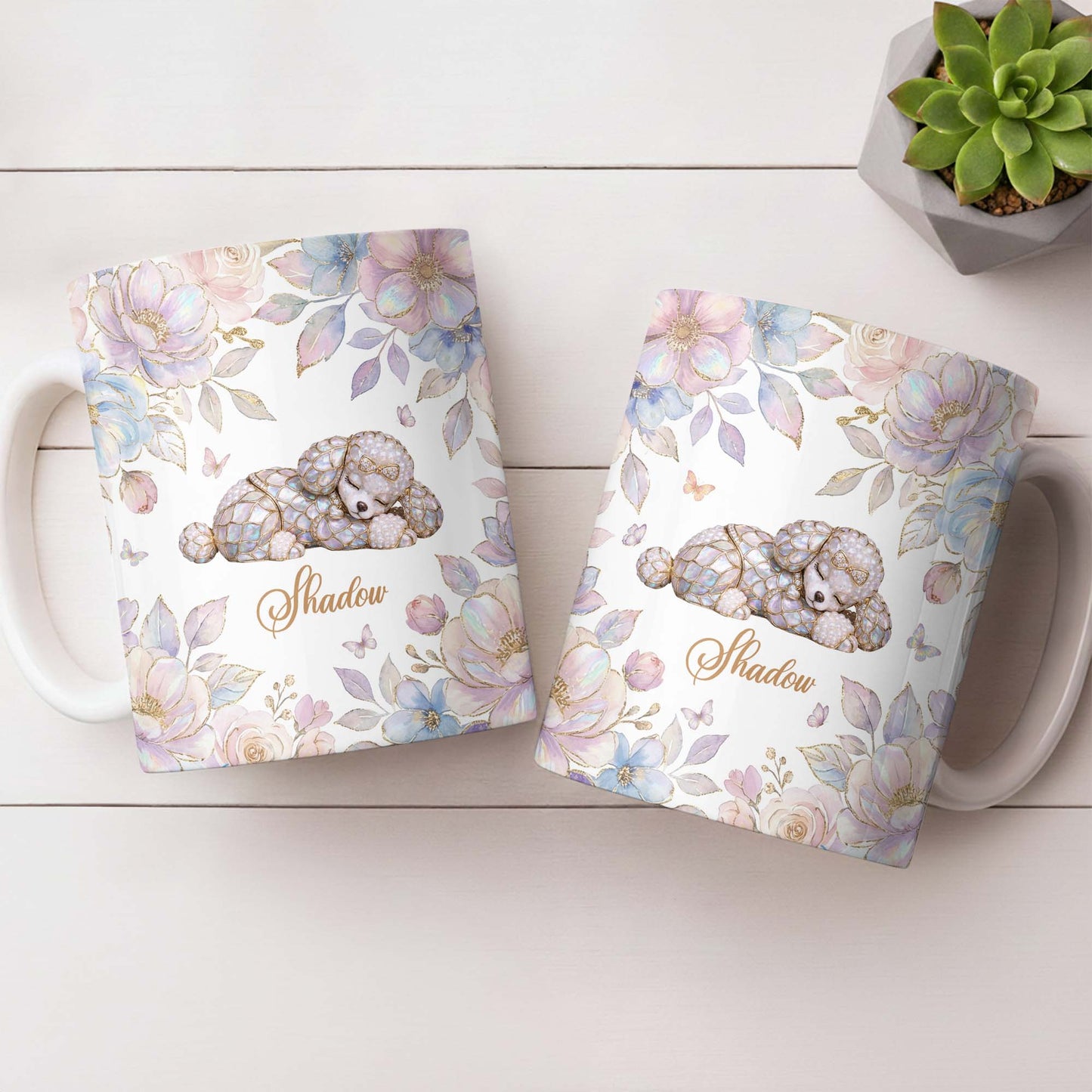 Surround Yourself With Love And Joy Featuring Dog And Flowers - Personalized Custom Coffee Mug - PME156_MG