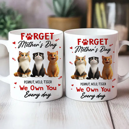 Forget Mother's Day I Own You Everyday - Personalized Mug - Gift for Cat Moms