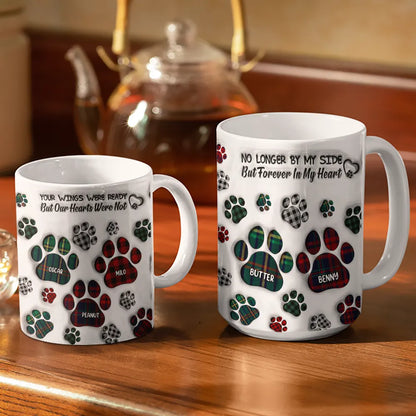 Memorial Dog Cat You Left Paw Prints On My Heart - 3D Inflated Effect Printed Mug, Personalized White Edge-to-Edge Mug