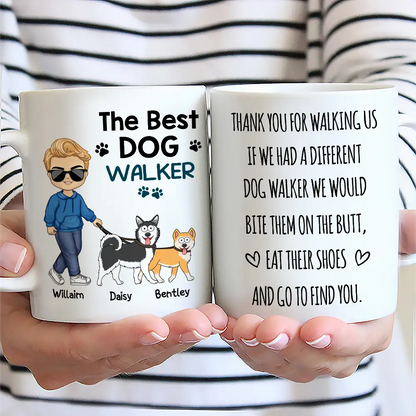 Thank You for Walking Me Hilarious Personalized White Ceramic Mug for Dog Walkers, Customizable with Dog, Perfect Gift for Pet Lovers