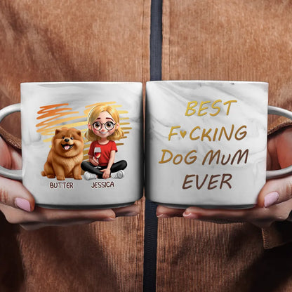 Best Dog Mom Ever 3D Effect - Personalized Marble Mug