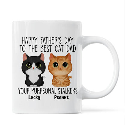 Happy Father's Day Good Morning Cat Dad From Watercolor Cute Cats Purrsonal Stalkers Personalized Mug