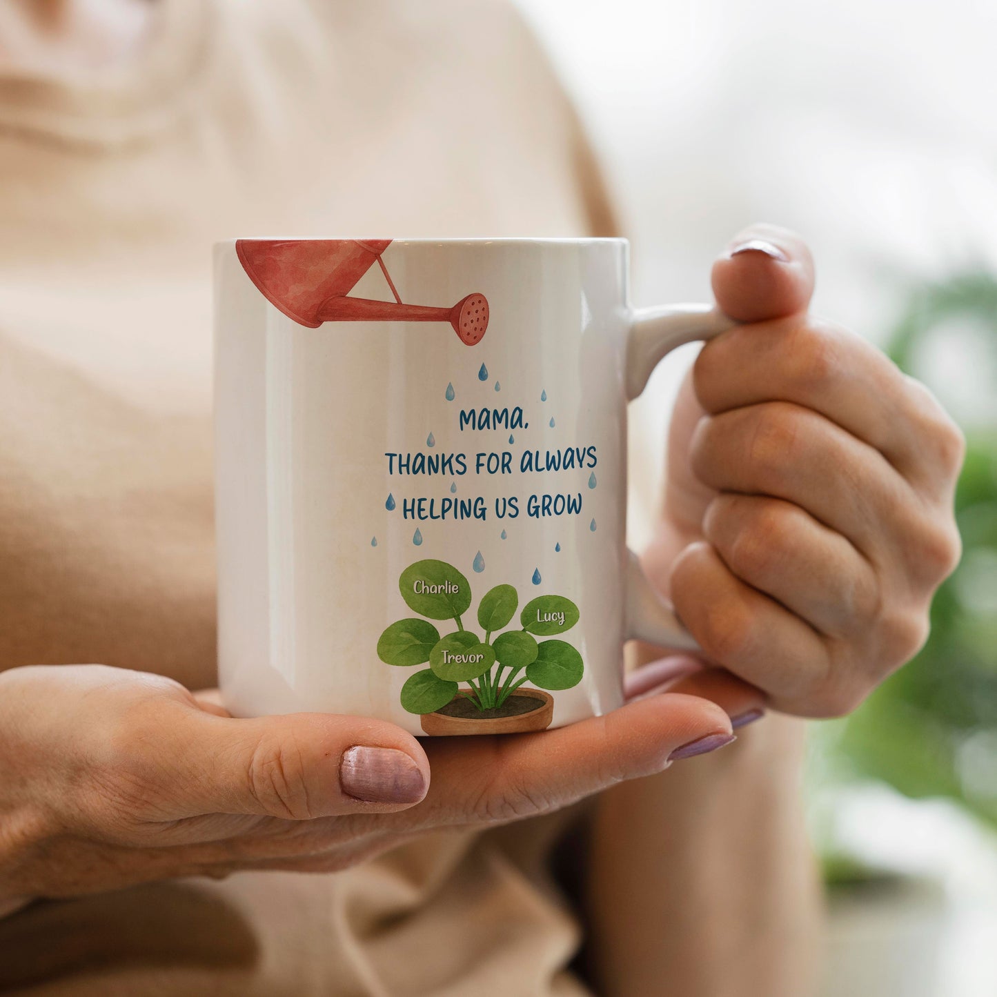 Thanks For Helping Me Grow Nurturing Personalized Mug, Heartfelt 2025 Gift For Mom, For Grandma