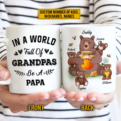 Personalized Bear Papa Dad And Child In A World Custom Mug