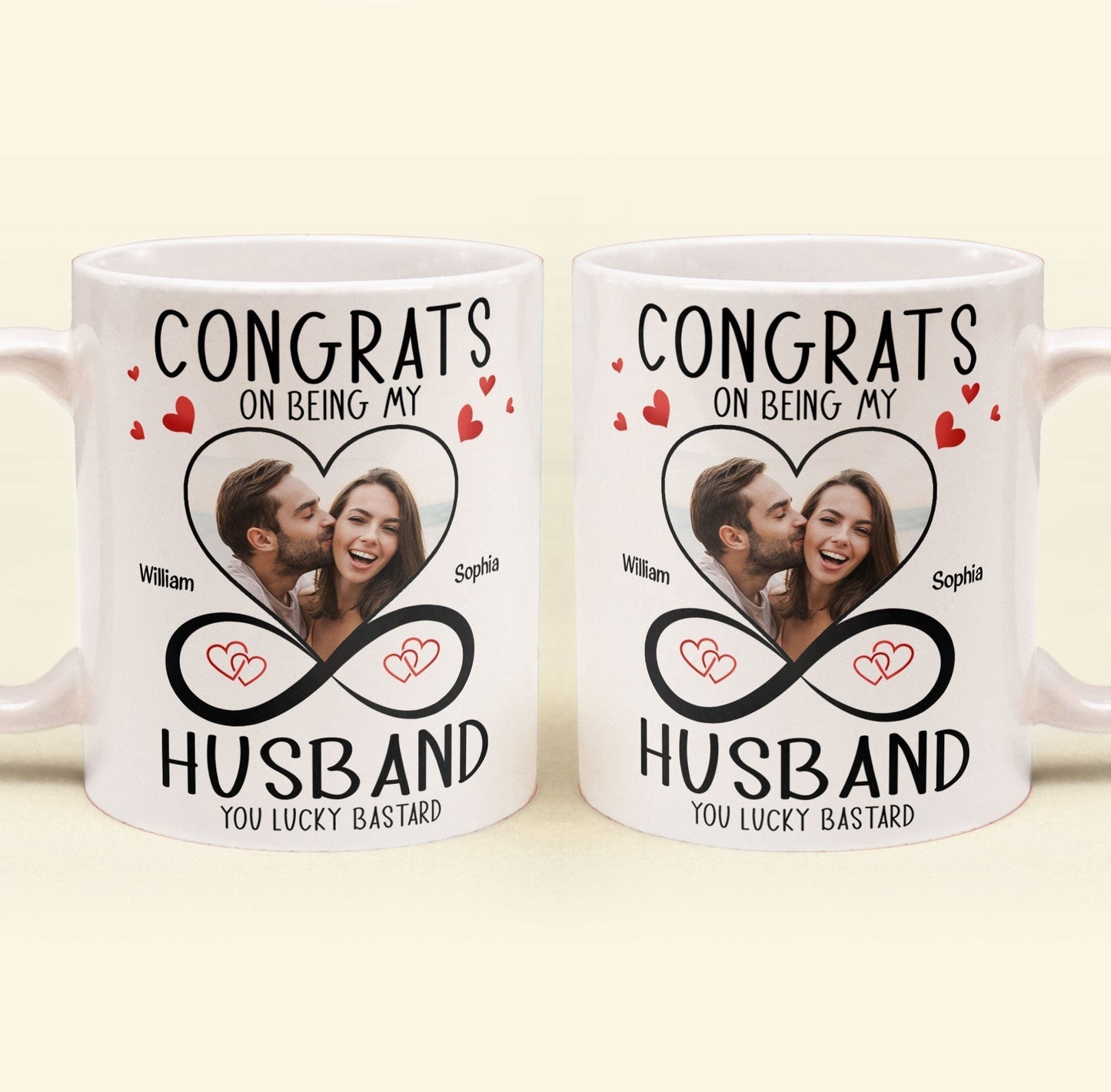 Custom Photo Congrats On Being My Husband - Personalized Ceramic Mug - Gift For Couple, Husband Wife NH96