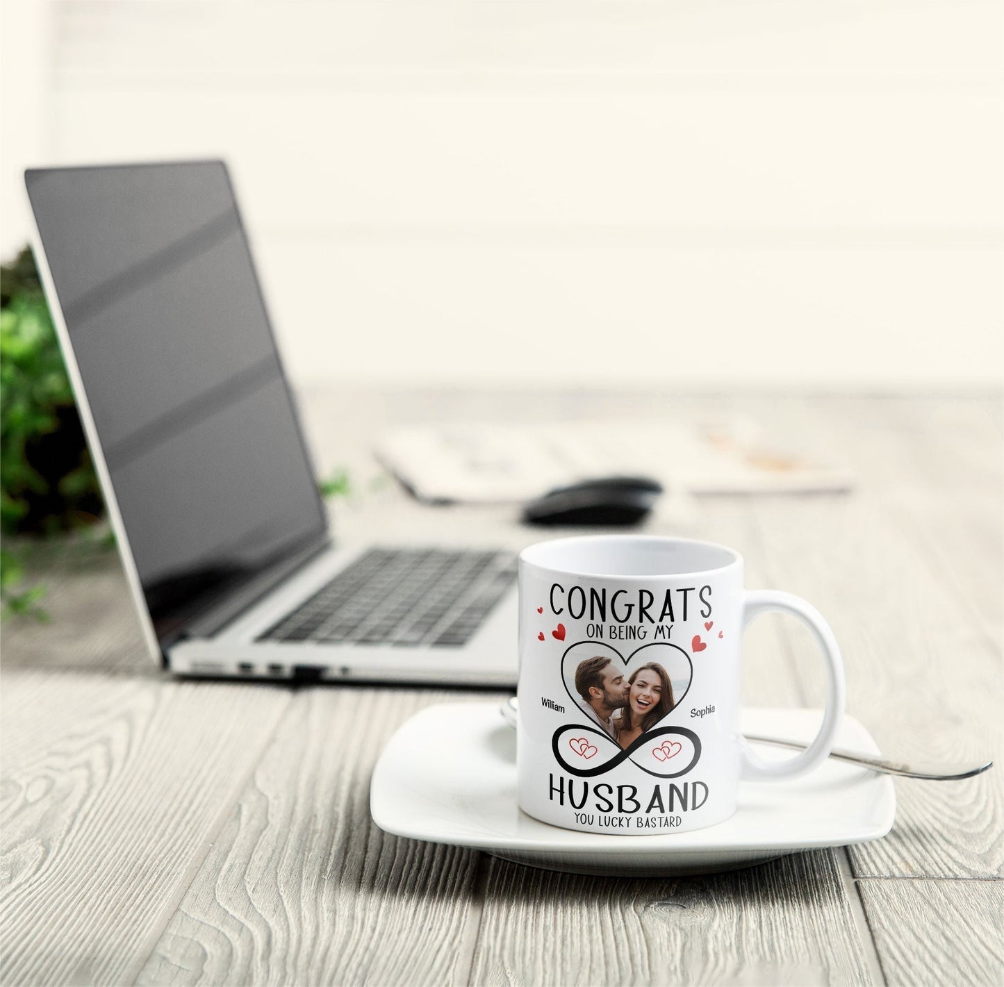 Custom Photo Congrats On Being My Husband - Personalized Ceramic Mug - Gift For Couple, Husband Wife NH96