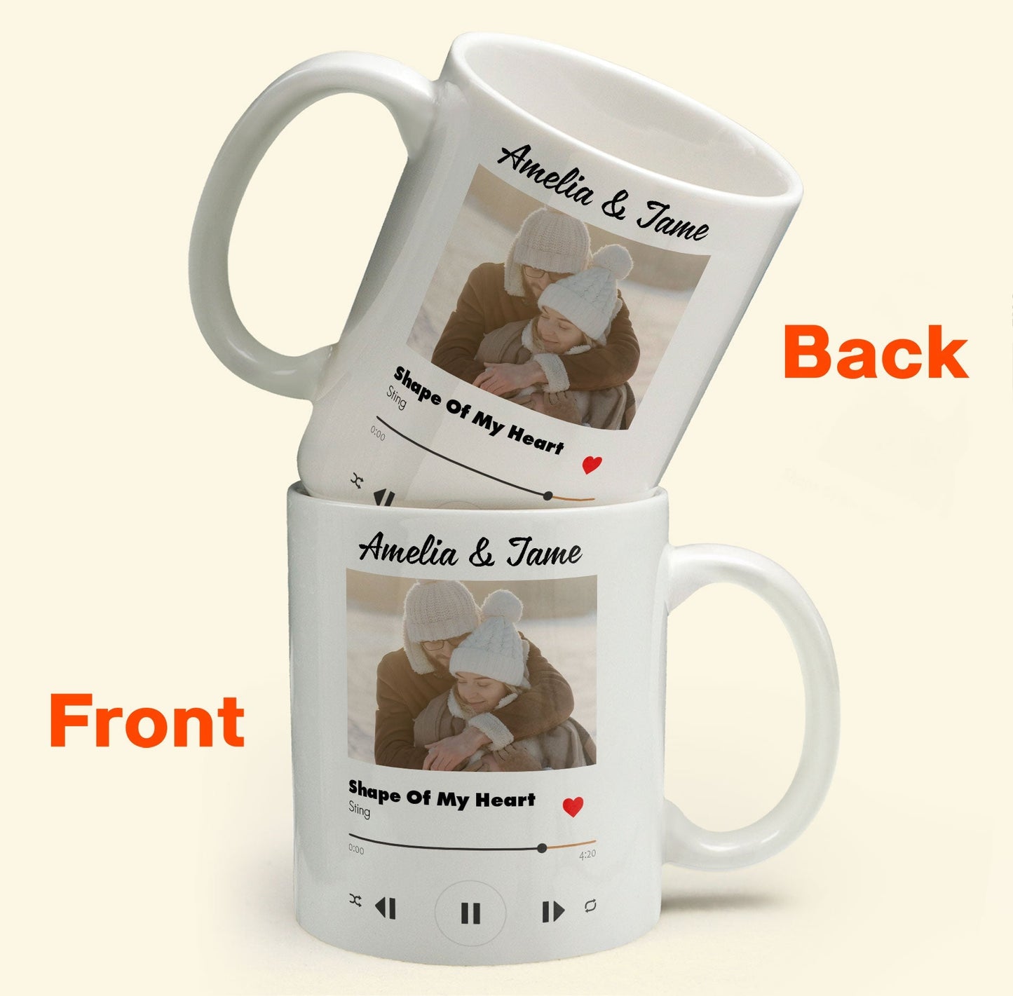 Custom Photo Favorite Couple Song - Personalized Ceramic Mug - Gift For Couple, Husband Wife NH96