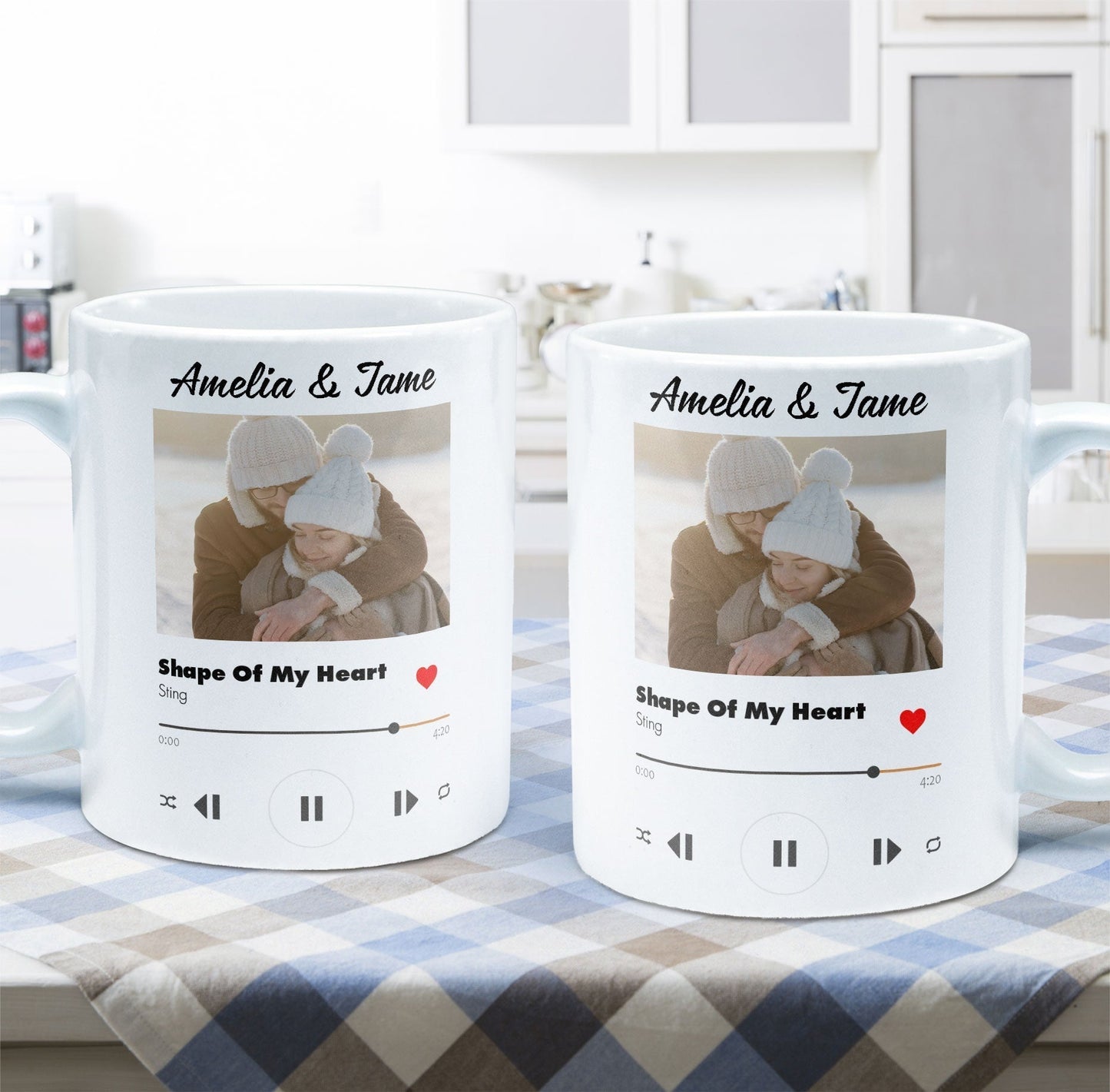 Custom Photo Favorite Couple Song - Personalized Ceramic Mug - Gift For Couple, Husband Wife NH96