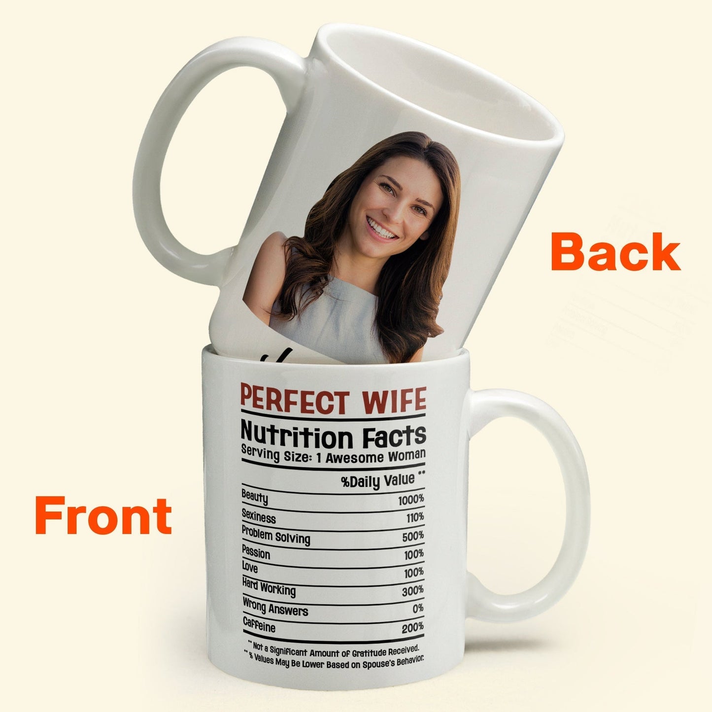 Custom Photo Perfect Wife Nutrition Facts - Personalized Ceramic Mug - Gift For Couple, Husband Wife NH96