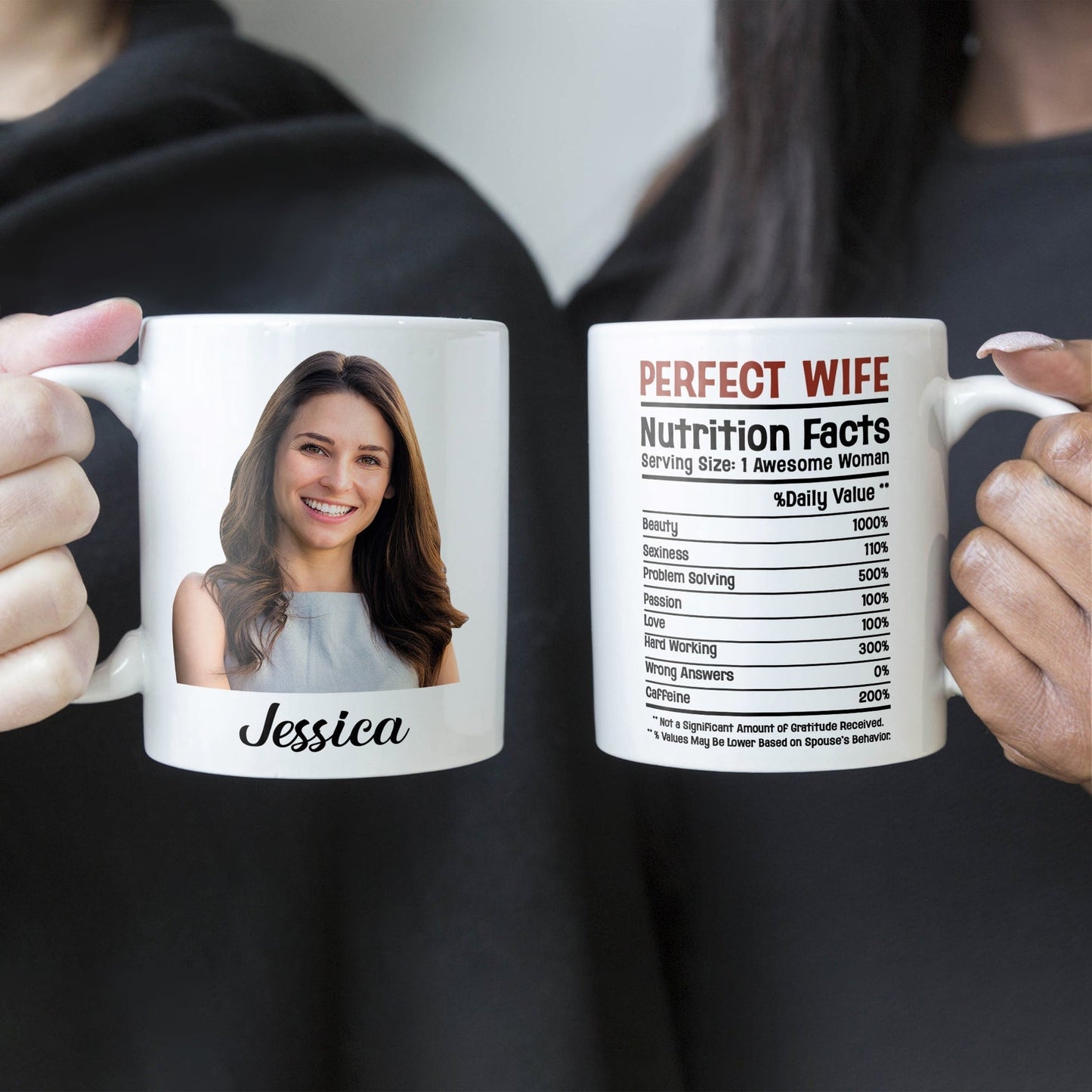 Custom Photo Perfect Wife Nutrition Facts - Personalized Ceramic Mug - Gift For Couple, Husband Wife NH96