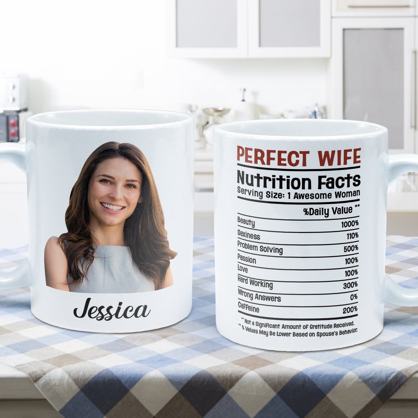 Custom Photo Perfect Wife Nutrition Facts - Personalized Ceramic Mug - Gift For Couple, Husband Wife NH96