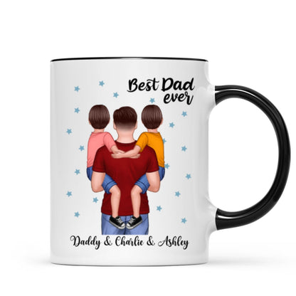 Dad Holding Kids Blue Stars Father's Day Gift Personalized Mug