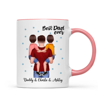 Dad Holding Kids Blue Stars Father's Day Gift Personalized Mug