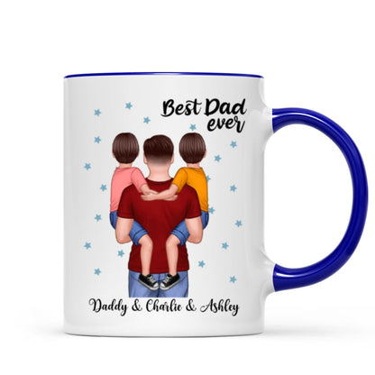 Dad Holding Kids Blue Stars Father's Day Gift Personalized Mug