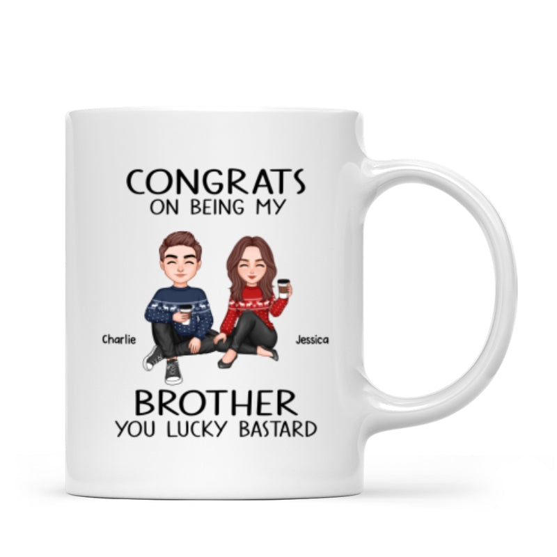 Congrats On Being My Brother Sister Cute Family Christmas Gift Personalized Mug