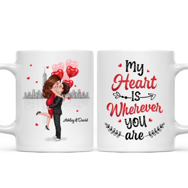 My Heart Is Where You Are Couple Valentine's Day Gift For Him For Her Personalized Mug