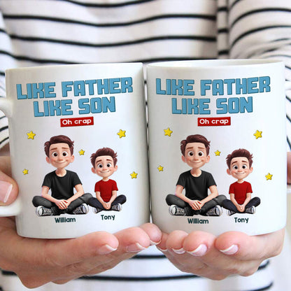 Like Father Like Daughter Son Cartoon Funny Style Personalized Mug, Gift For Dad