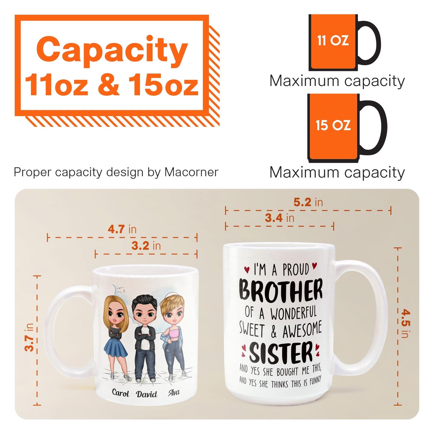 Proud Brother Of A Wonderful & Sweet Sister - Personalized Mug