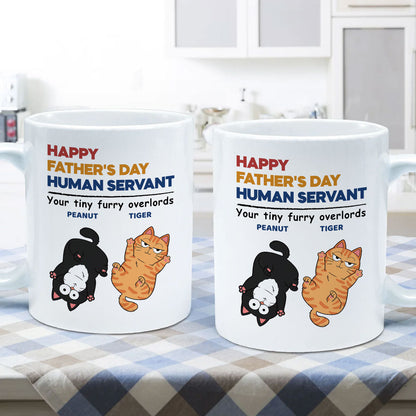 Happy Father's Day Human Servant Cat Dad Personalized Mug
