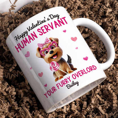 Funny Cartoon Dogs Happy Human Servant Personalized Mug, Gift For Dog Lovers, Dog Moms