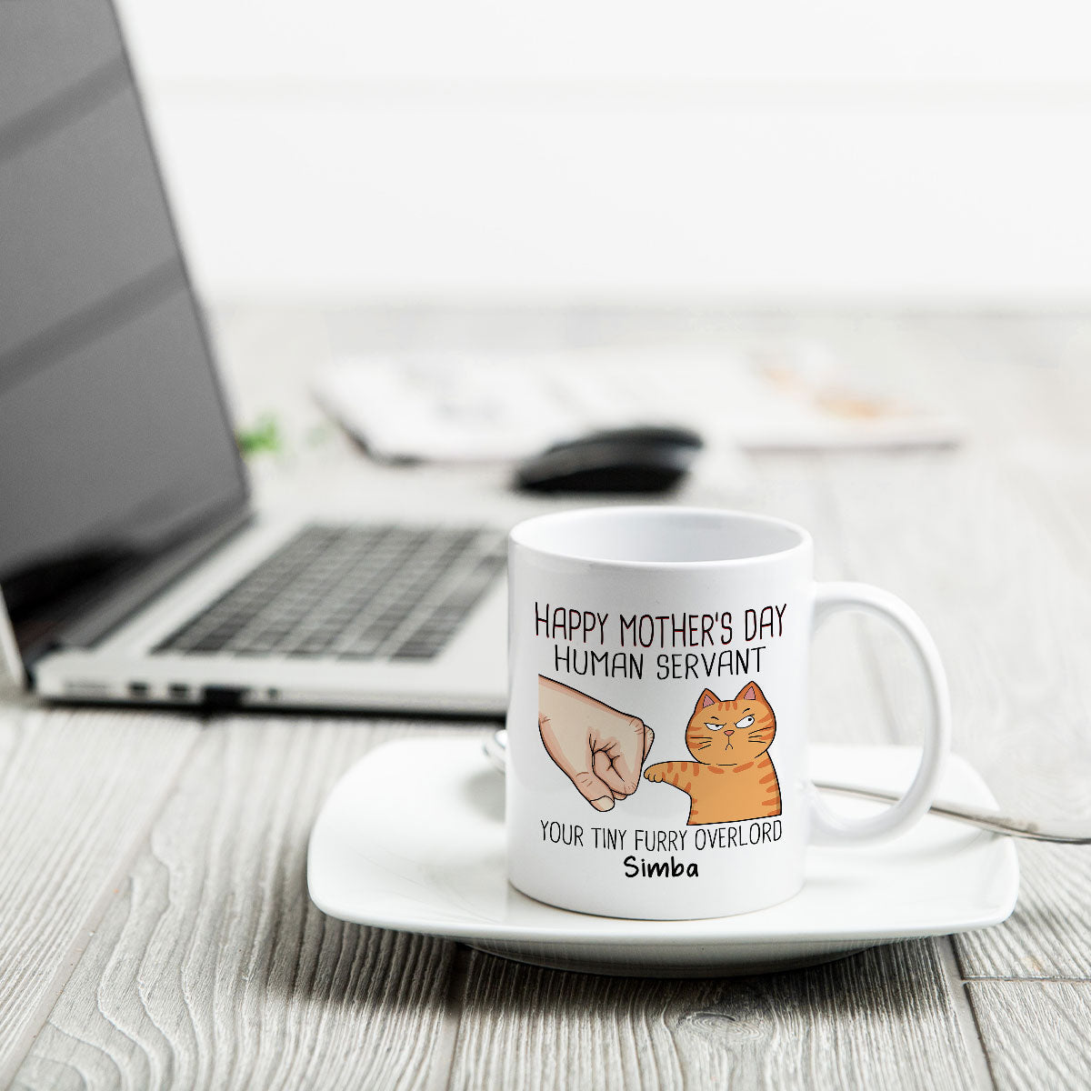 Happy Mother's Day Human Servant Fist Bump Funny Cute Cats Gift For Cat Mom Personalized Mug