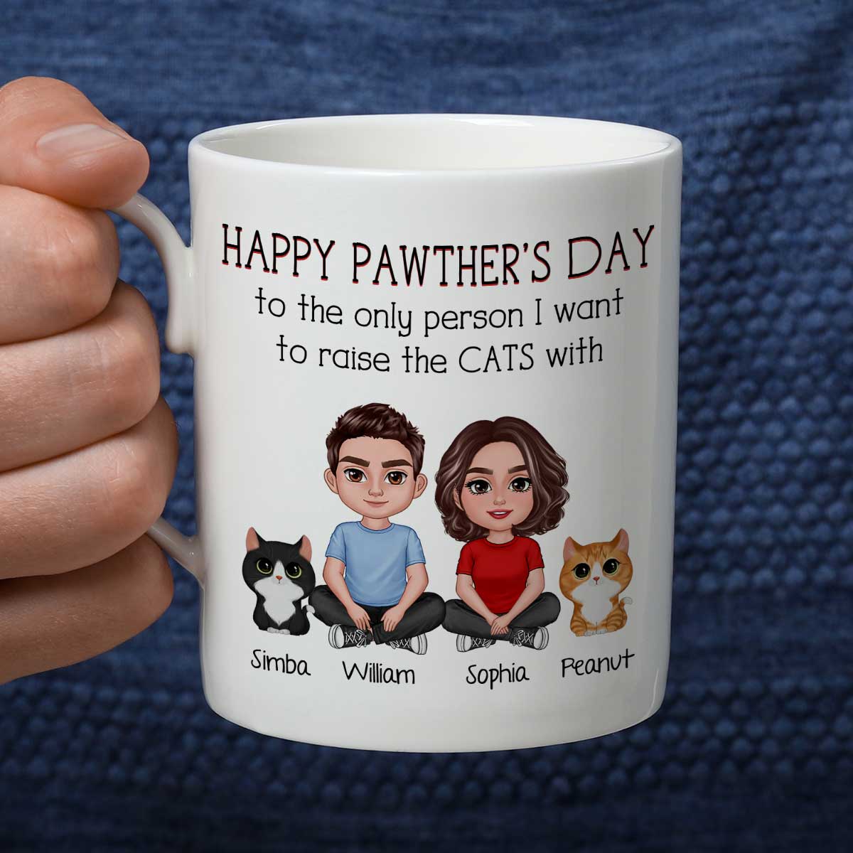 Happy Pawther's Day To The Person I Want To Raise A Dog Cat With Crossed Legs Couple Personalized Mug, Father's Day Gift For Dog Cat Dad