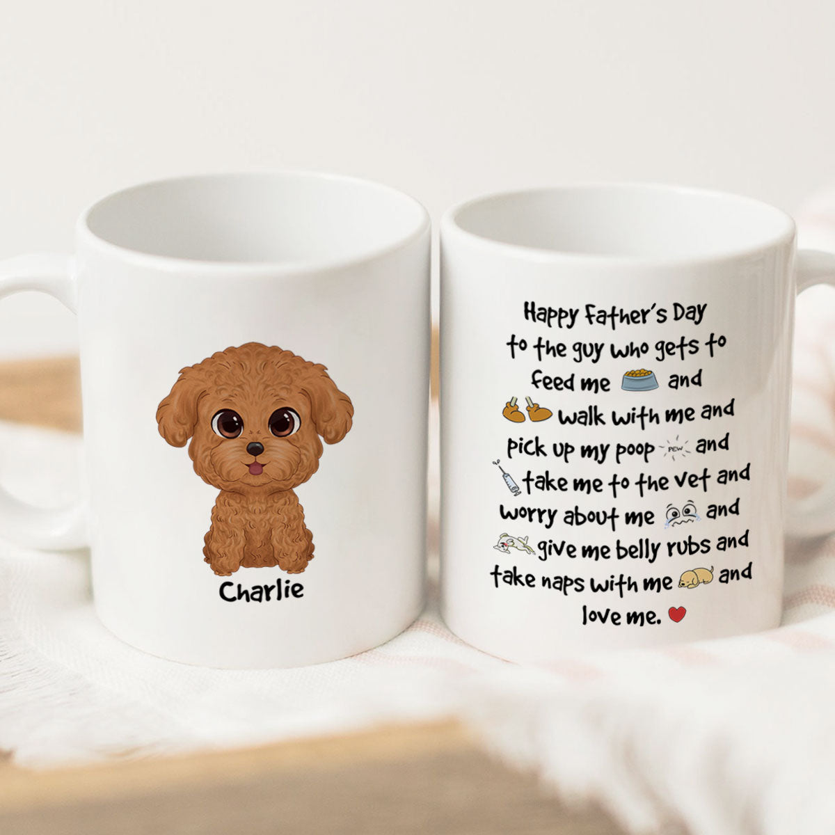 Watercolor Cute Dogs Happy Father's Day To The Guy Gift For Dog Dad Personalized Mug
