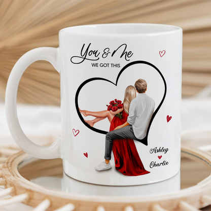 Couple Sitting On Heart Personalized Mug, Gift, Anniversary Gift for Couples,
